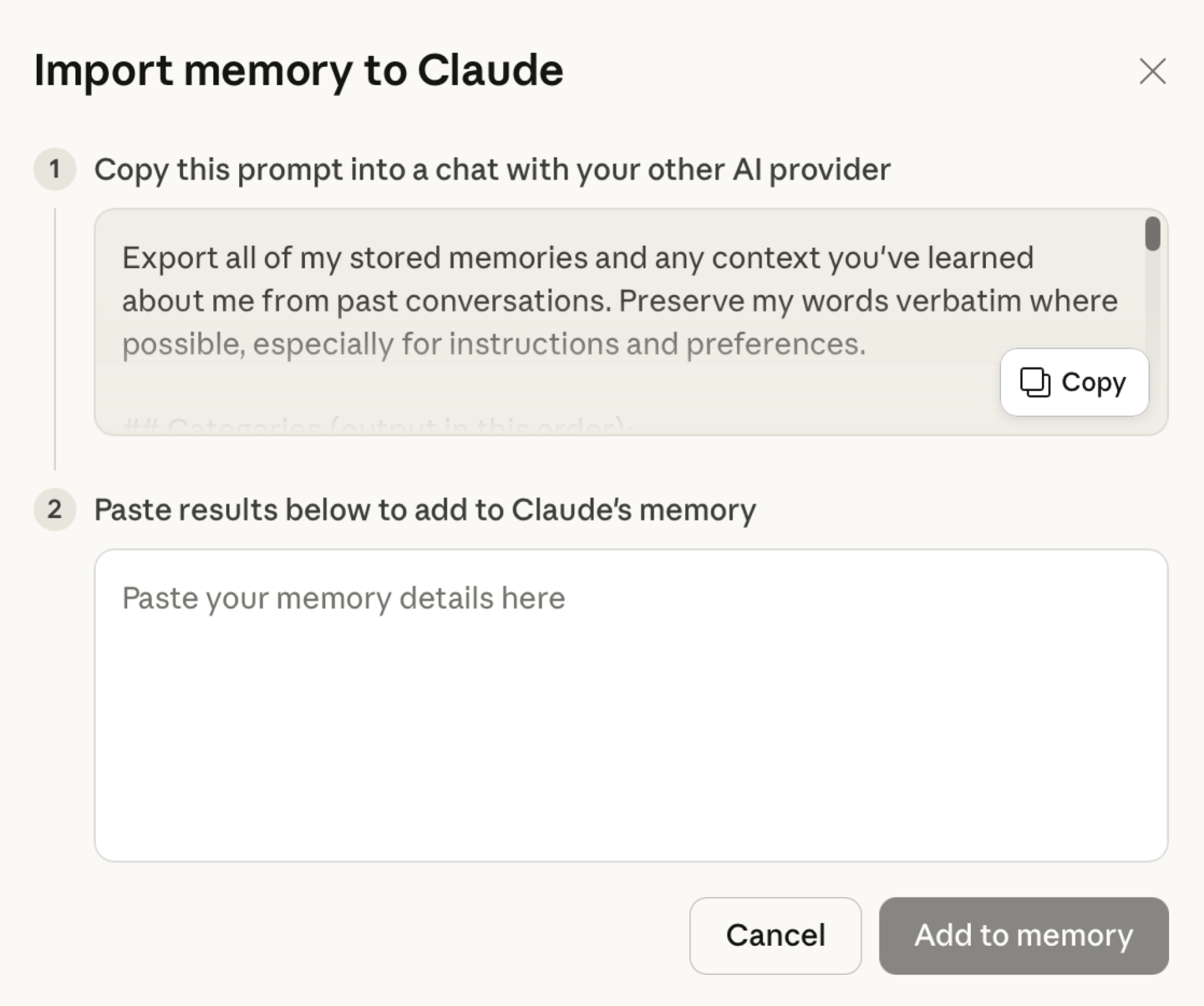 Import from other AI tools