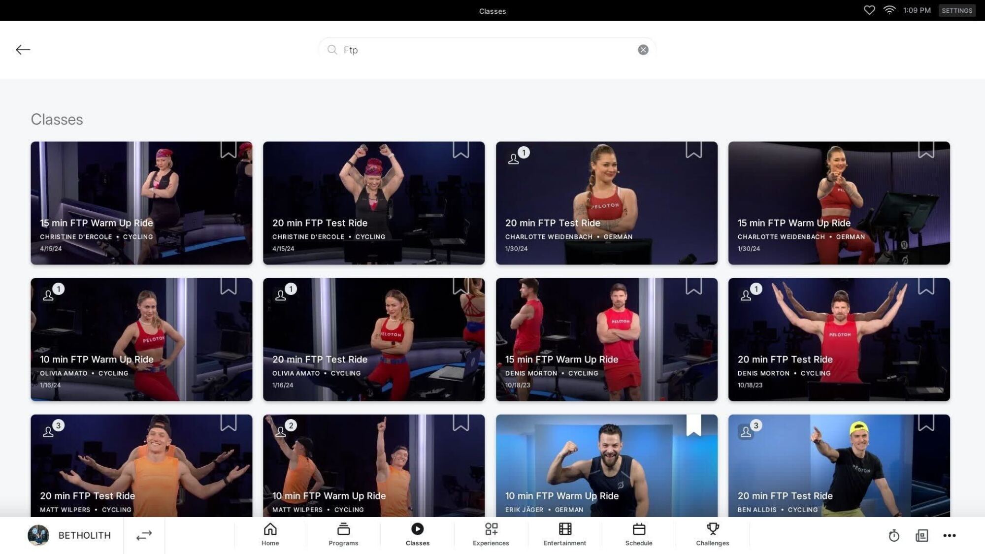 screenshot of ftp warmups and tests