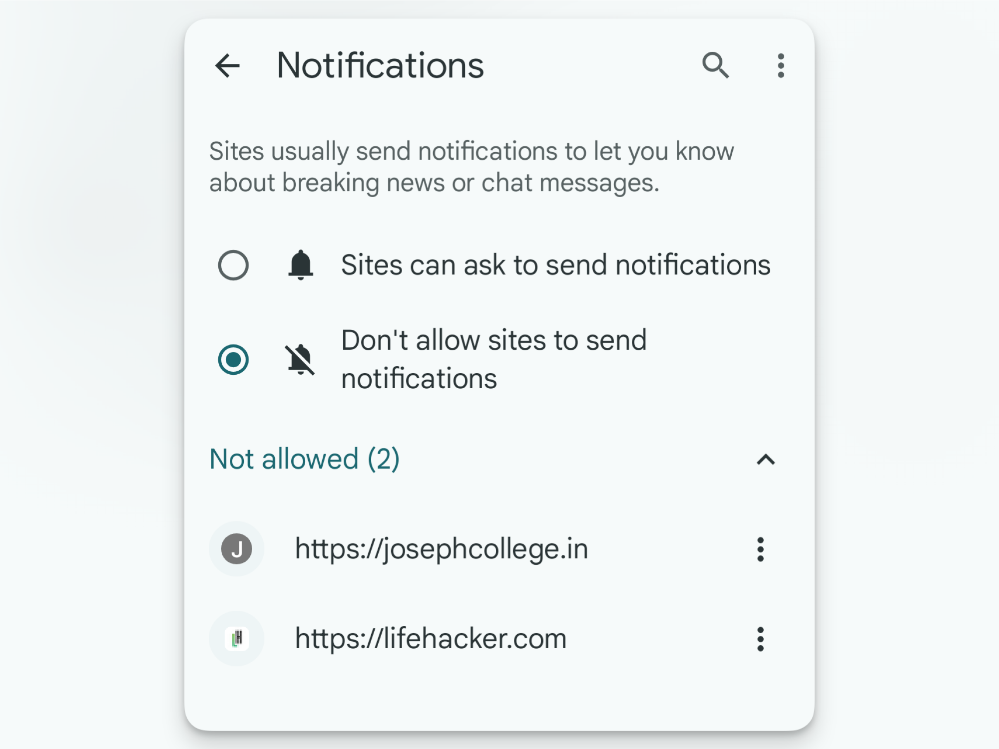 Don't allow notification popups on Android