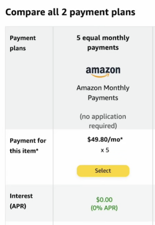 Amazon's free payment plans
