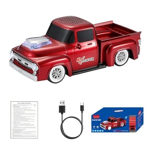 WSTER WS-538 Retro Pickup Truck Bluetooth Speaker (Red)
