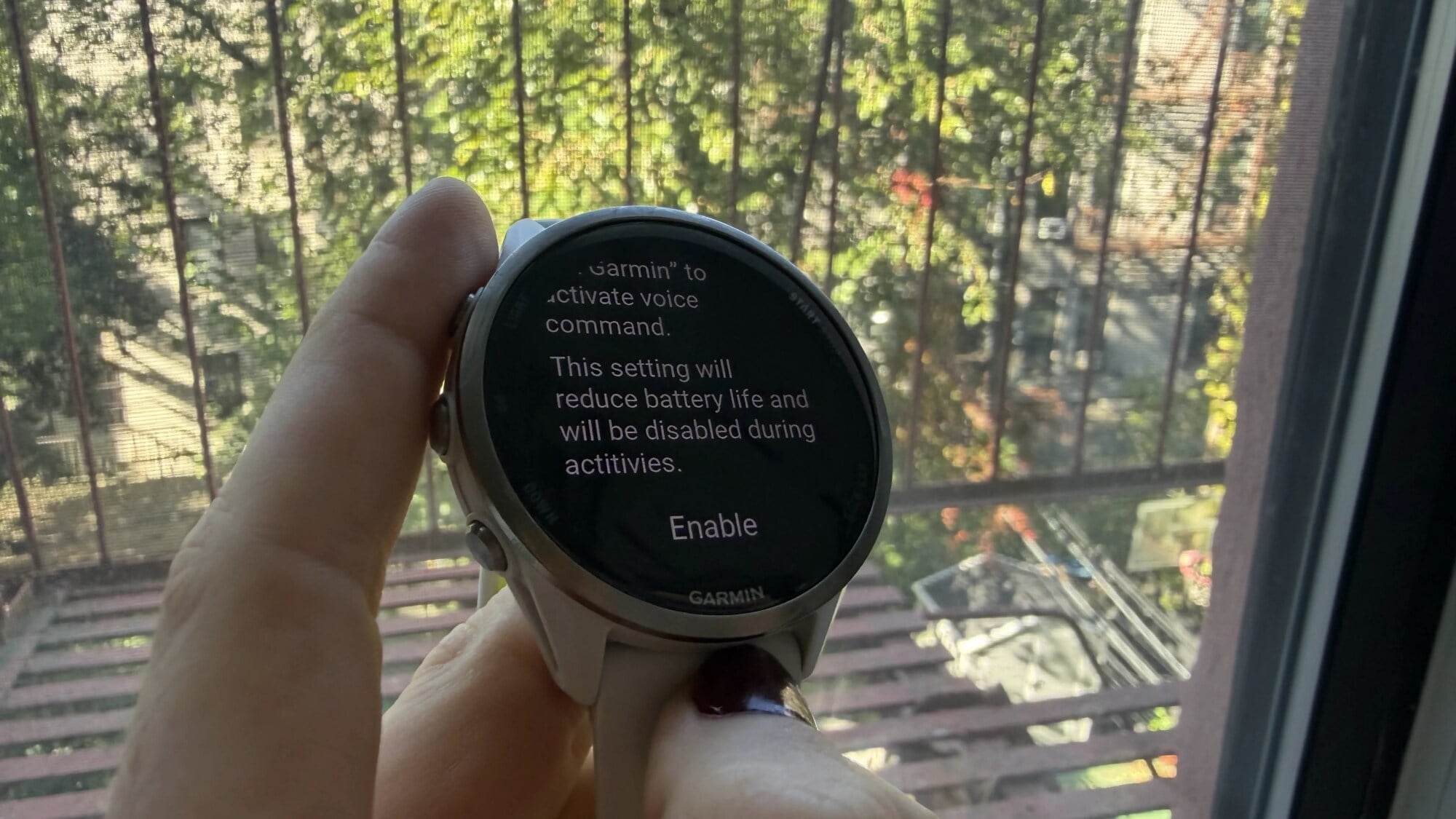 Garmin disclaimer about battery life.